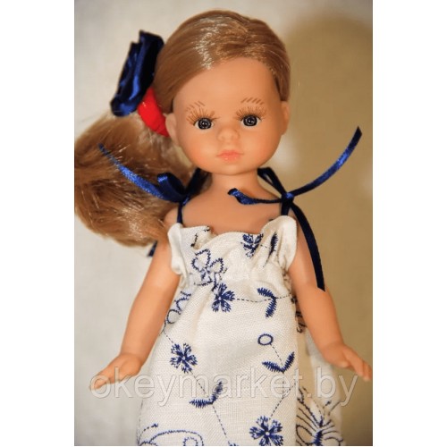 Кукла Paola Reina  Валериа в белом платье с синей заколкой-розой, 21 см