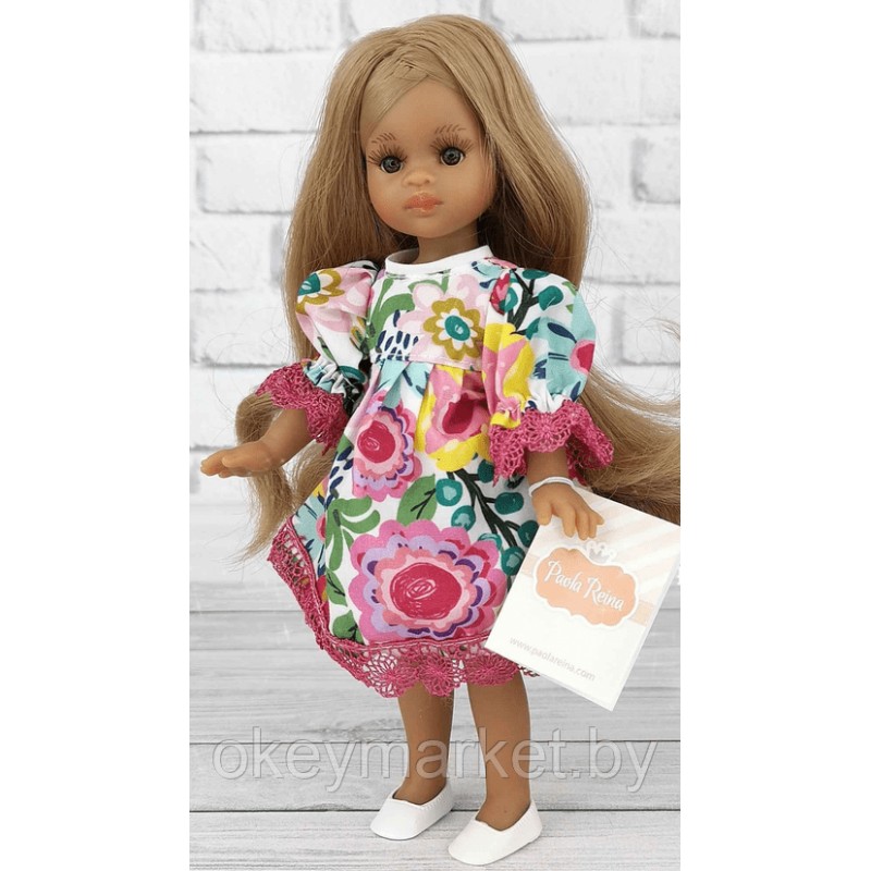 Кукла Paola Reina Мартина в цветочном платье с розовым кружевом, 21 см