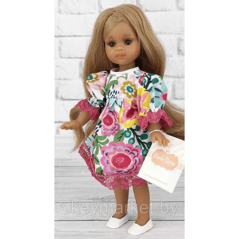 Кукла Paola Reina Мартина в цветочном платье с розовым кружевом, 21 см