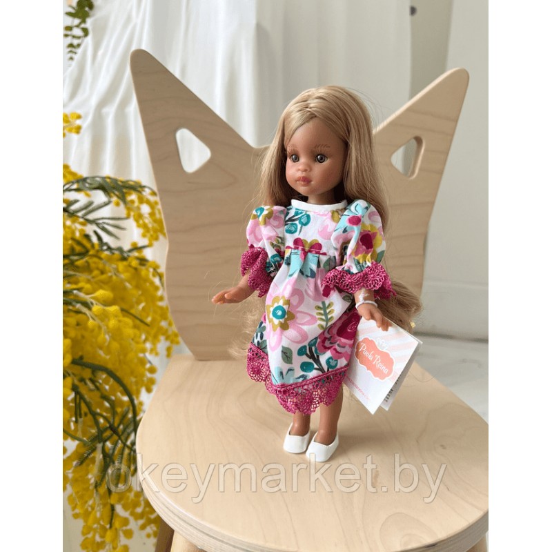 Кукла Paola Reina Мартина в цветочном платье с розовым кружевом, 21 см