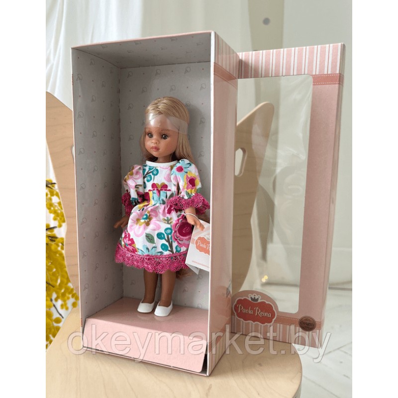 Кукла Paola Reina Мартина в цветочном платье с розовым кружевом, 21 см