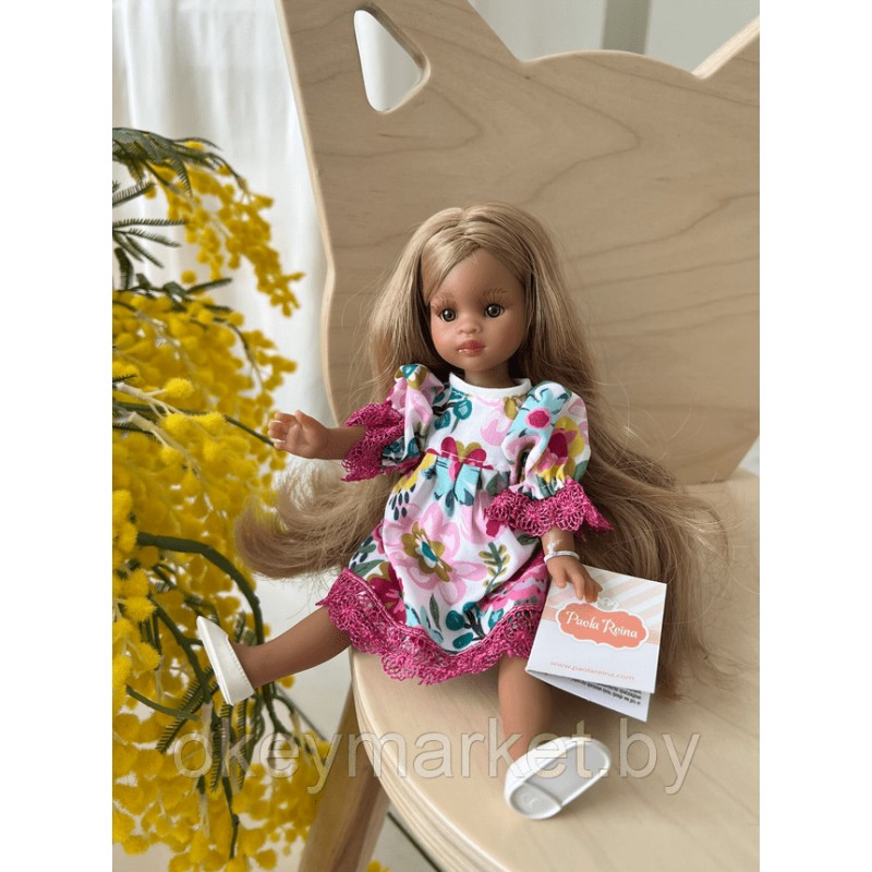 Кукла Paola Reina Мартина в цветочном платье с розовым кружевом, 21 см