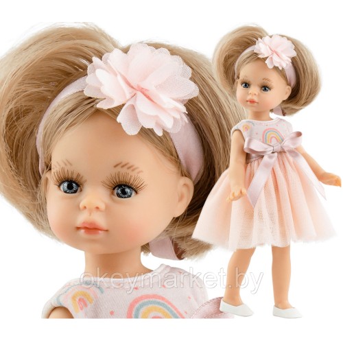 Кукла Paola Reina Ракель в воздушном платье и повязке с цветком, 21 см