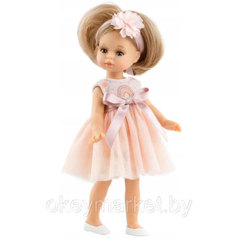 Кукла Paola Reina Ракель в воздушном платье и повязке с цветком, 21 см