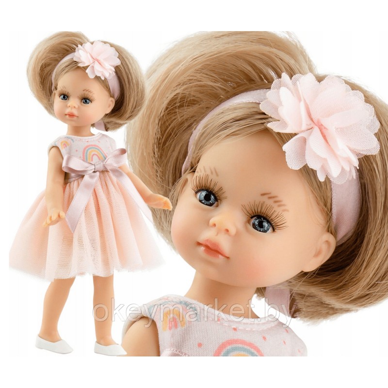Кукла Paola Reina Ракель в воздушном платье и повязке с цветком, 21 см
