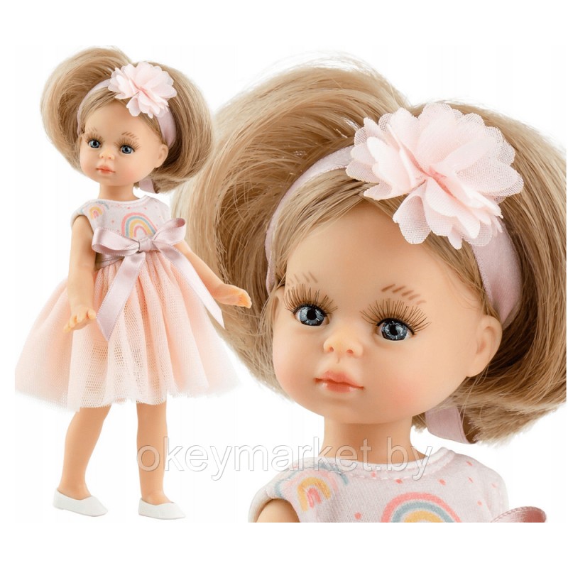 Кукла Paola Reina Ракель в воздушном платье и повязке с цветком, 21 см