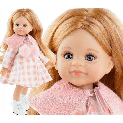 Кукла Paola Reina Кончита в платье с воротником и пушистыми помпонами, 32 см