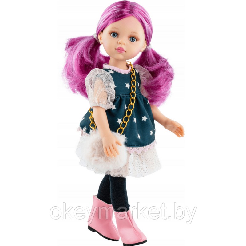 Кукла Paola Reina Росела в платье со звездами и с пушистой сумочкой 04529, 32 см