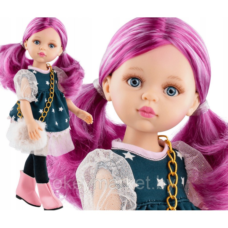 Кукла Paola Reina Росела в платье со звездами и с пушистой сумочкой 04529, 32 см