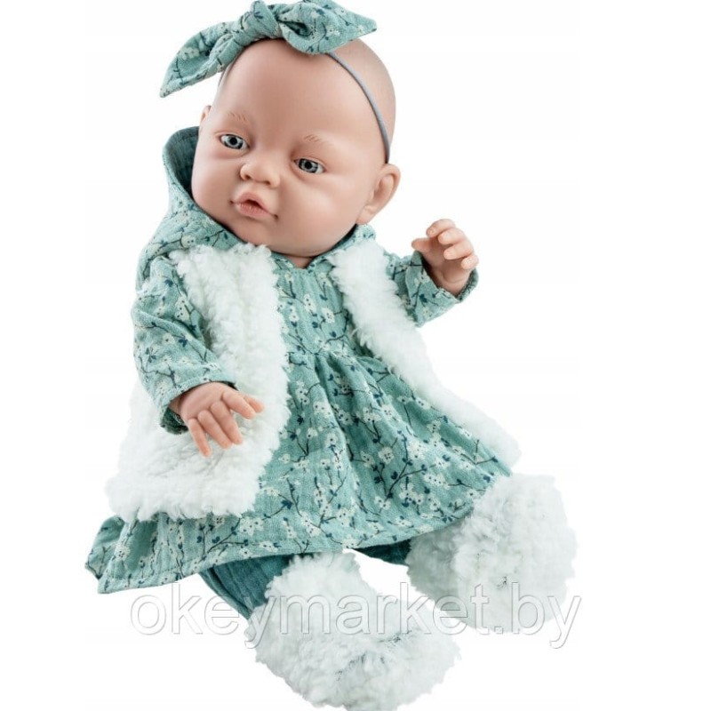 Кукла пупс Paola Reina Бэби в зеленом костюме с бантиком 45 см, 05193