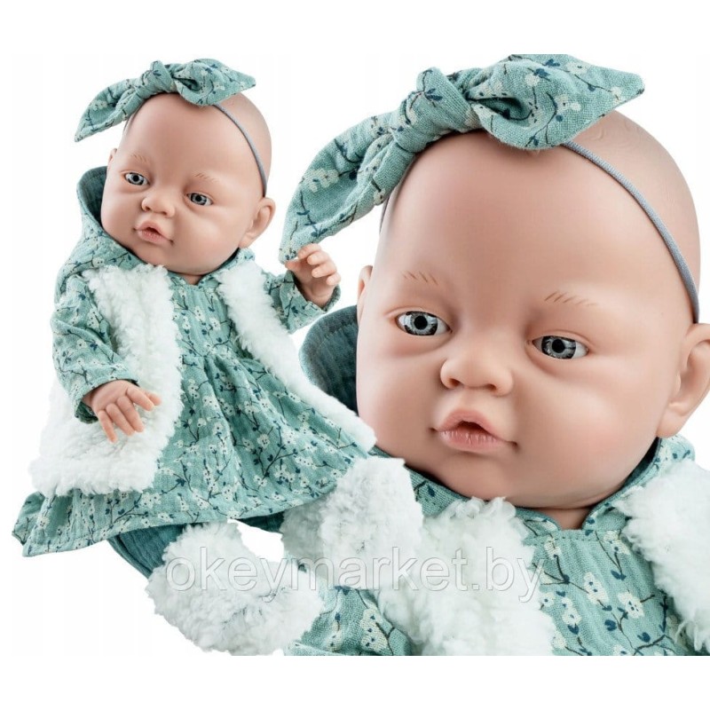 Кукла пупс Paola Reina Бэби в зеленом костюме с бантиком 45 см, 05193
