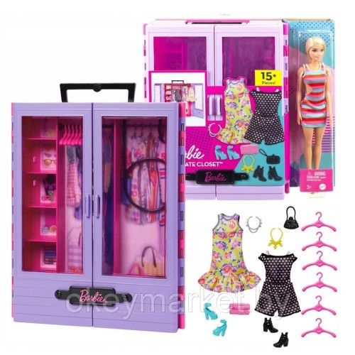 Игровой набор Barbie Гардероб с куклой Барби и аксессуарами HJL66