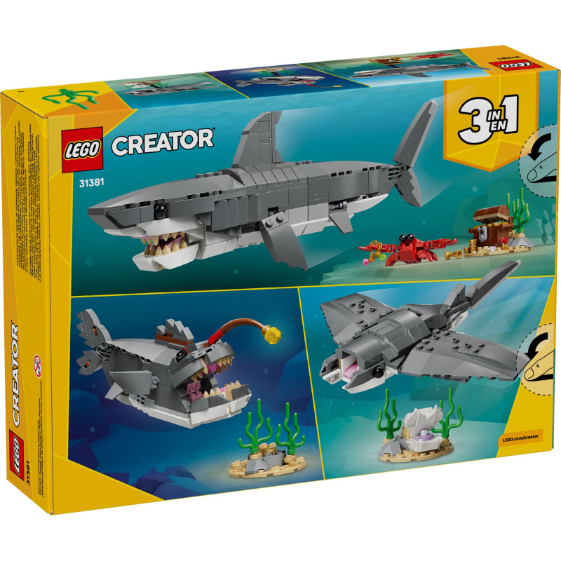 31381 LEGO Creator Свирепая акула с сундуком сокровищ 3 в 1