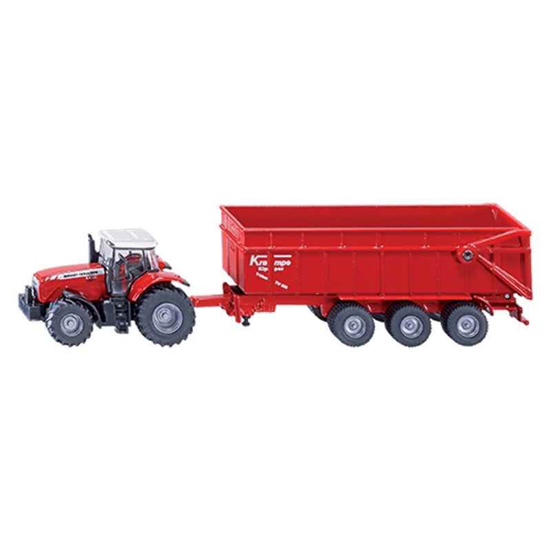 Siku, трактор Massey Ferguson с прицепом, модель автомобиля, 1844 г.