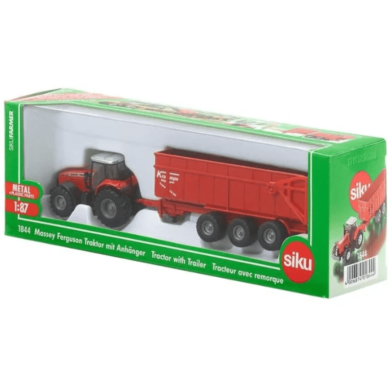Siku, трактор Massey Ferguson с прицепом, модель автомобиля, 1844 г.