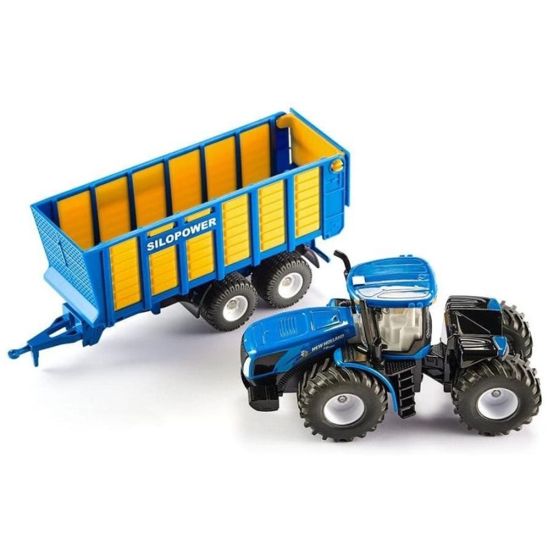 Siku, трактор New Holland T9.56 с прицепом, модель автомобиля, 1947 г.