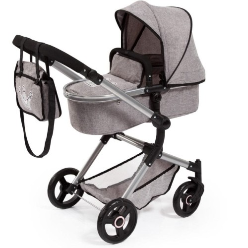 Bayer Design, Neo Vario Combi, глубокая кукольная тележка с сумкой, серый с короной