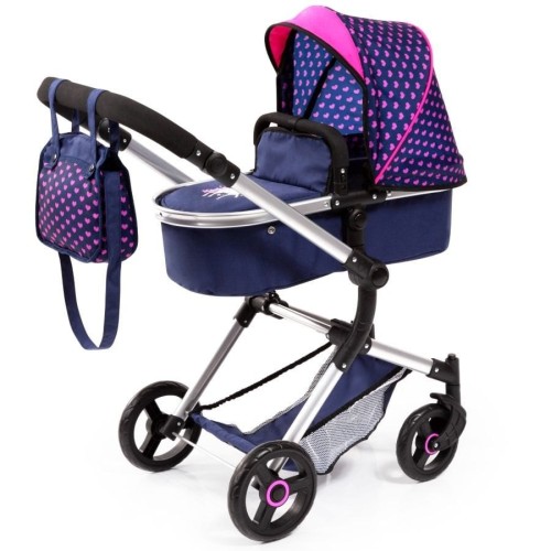 Bayer Design, Neo Vario Combi, глубокая кукольная тележка с сумкой, синий с единорогом