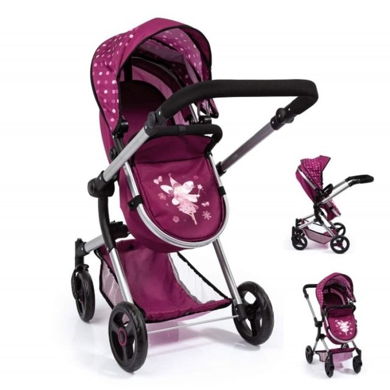 Bayer Design, Neo Vario Combi, глубокая кукольная тележка с сумкой, бордовый