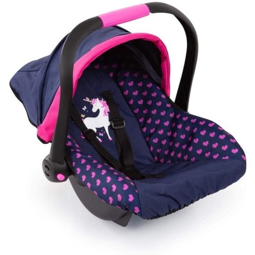 Bayer Design, Deluxe, детское автокресло для кукол с навесом, темно-синий и розовый с единорогом