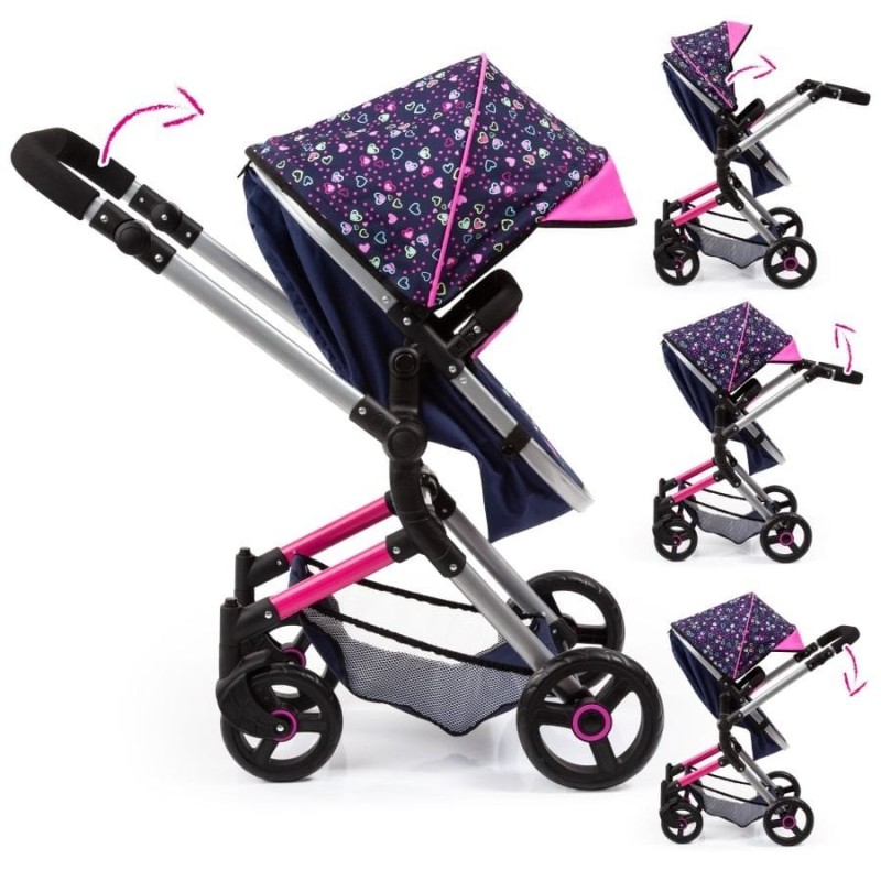 Bayer Design, Neo Vario Combi, глубокая кукольная тележка с сумкой, синяя с феями и звездами