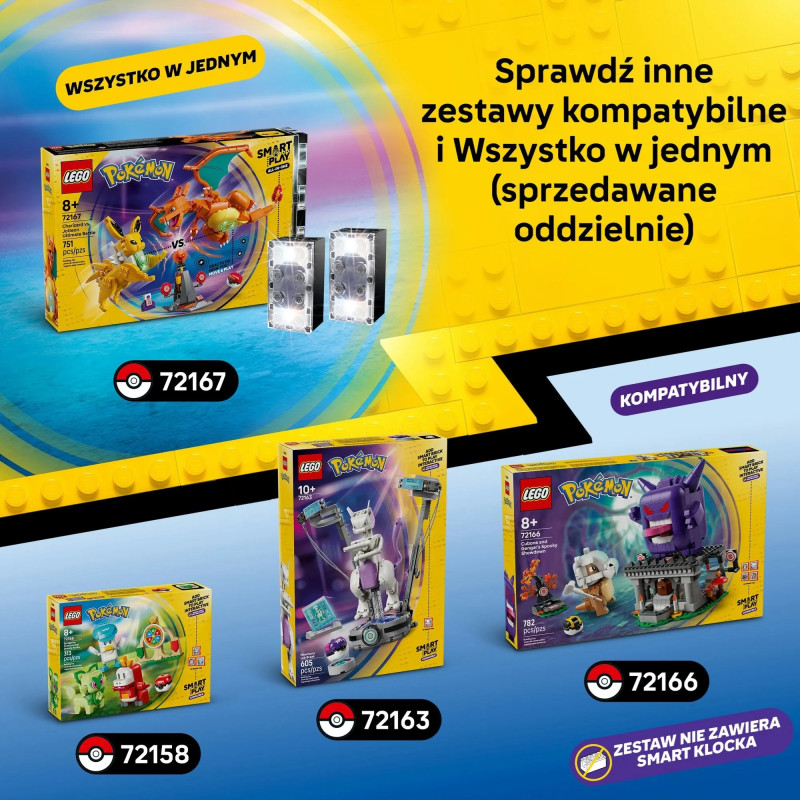72158 LEGO Pokemon Smart Play Спригатито, Фуэкоко и Кваксли сражаются друг с другом