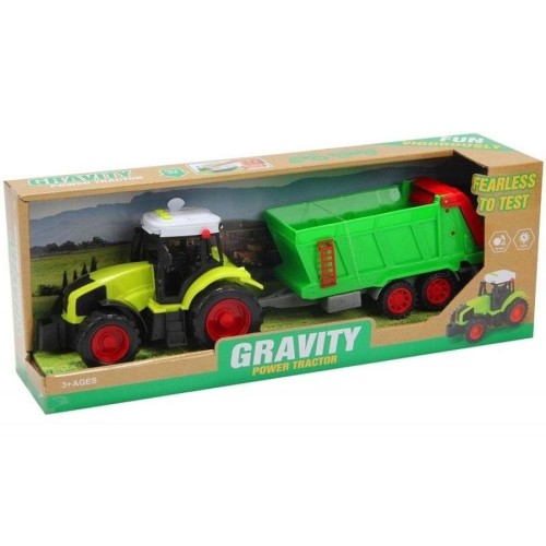 Trifox, трактор с зеленым прицепом, автомобиль со звуком