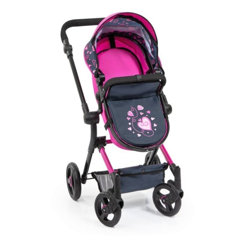 Bayer Design, Neo Vario Combi, глубокая кукольная тележка с сумкой, розовый