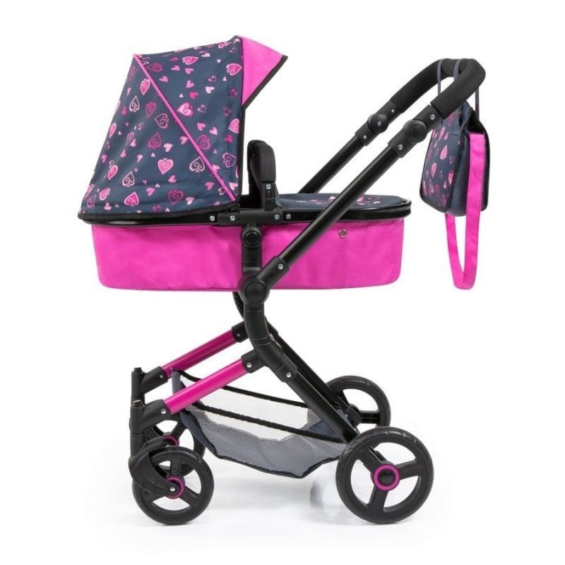Bayer Design, Neo Vario Combi, глубокая кукольная тележка с сумкой, розовый