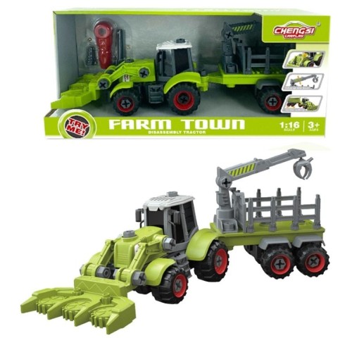 Аскато, трактор с ковшом и прицепом для скручивания