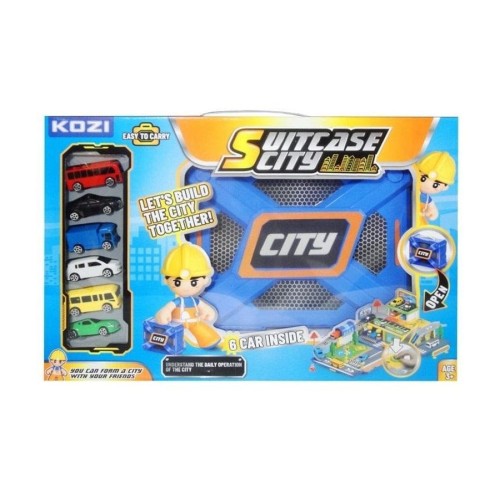 Swede, складной гараж в чемодане с комплектом транспортных средств, 6 шт.