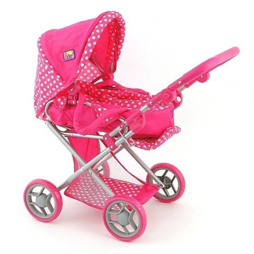 Адар, Кукольная коляска глубокий розовый в белые точки
