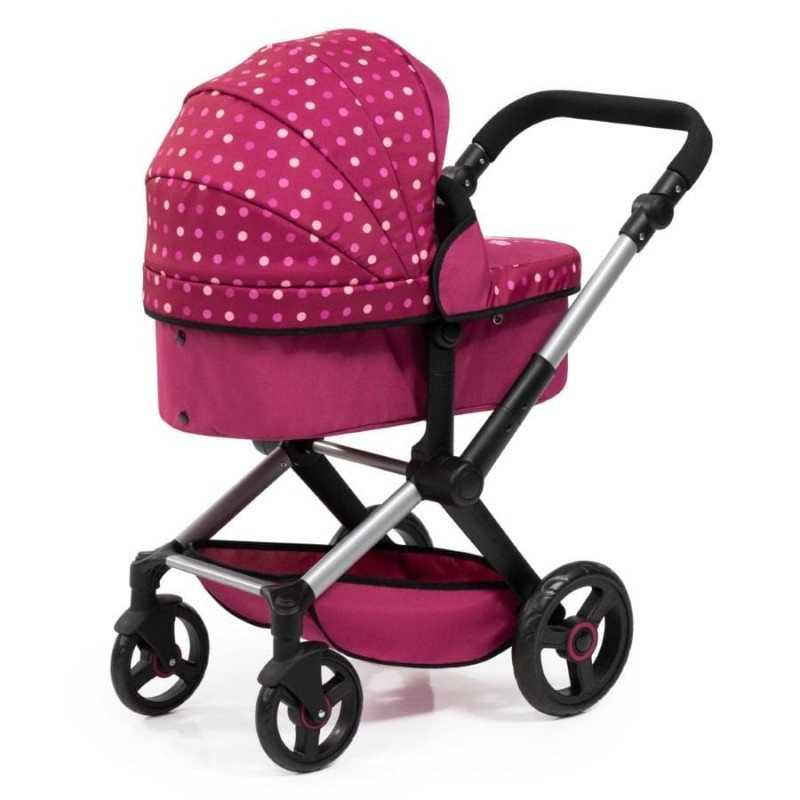 Bayer Design, Xeo Combi, глубокая кукольная тележка с сумкой, бордовый