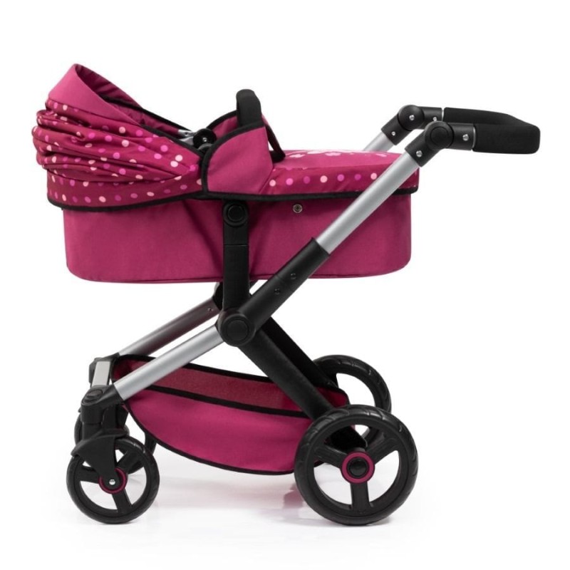 Bayer Design, Xeo Combi, глубокая кукольная тележка с сумкой, бордовый