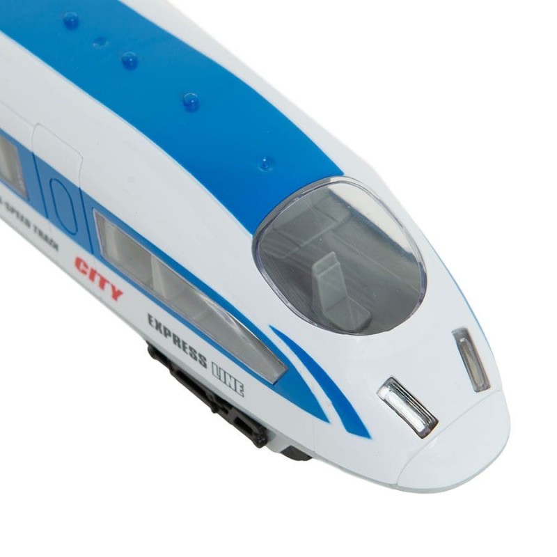 Поезд экспресс, железная дорога со светом