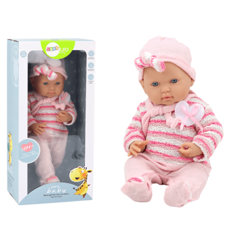 Lean Toys, детская кукла, полосатый свитер, розовый