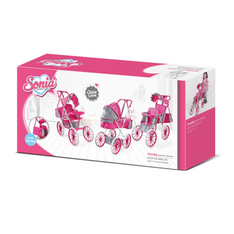 Lean Toys, металлическая глубокая кукольная тележка, розовый