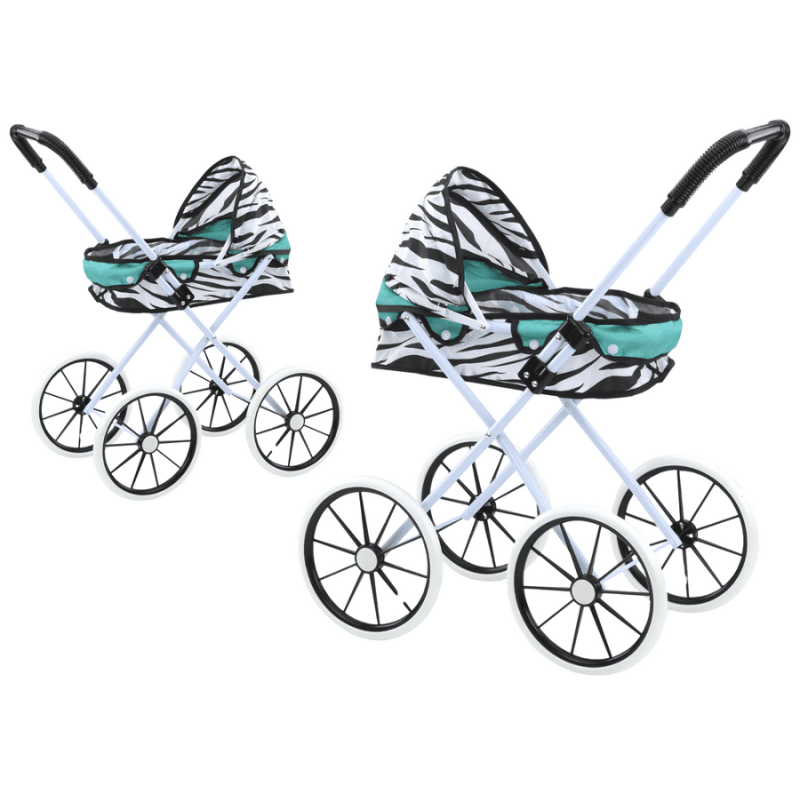 Lean Toys, складная коляска для кукол зебра бирюзовый