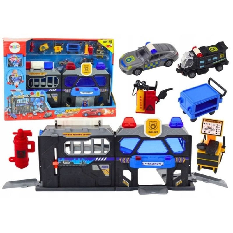Lean Toys, полицейский гараж, интерактивный набор автомобилей в чемодане