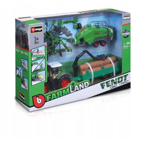 Bburago, Трактор подарочный набор Fendt 1050 Varior, трактор с прицепом и аксессуарами