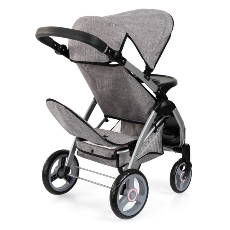 Bayer Design, Jogger Duo, двойная Кукольная коляска с сумкой, серый с бабочкой