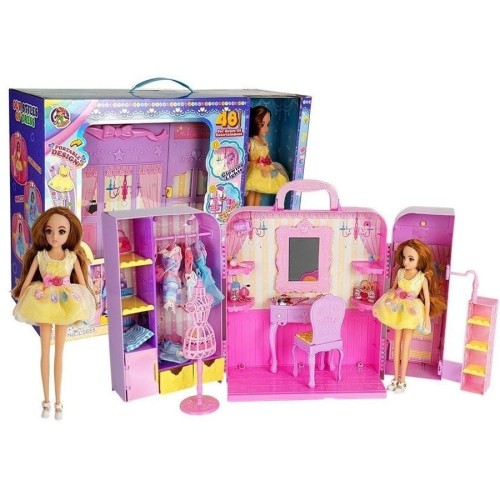 Lean Toys, гардеробная с куклой и аксессуарами, 26 см