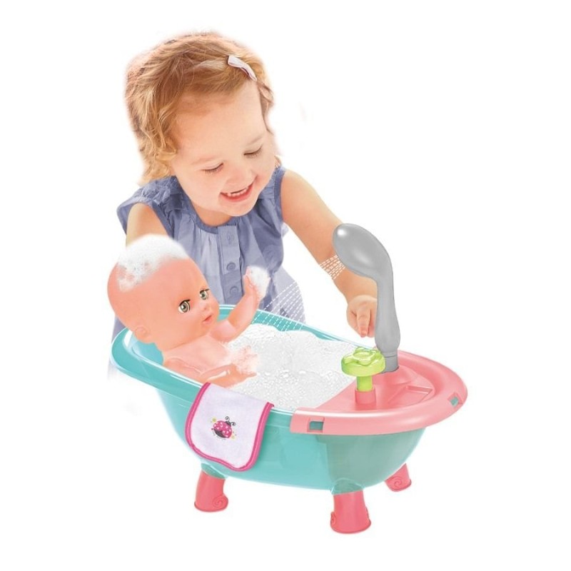 Аскато, кукла с ванночкой, розовая одежда