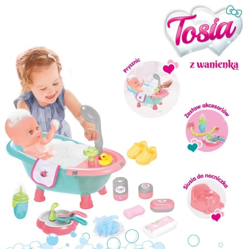 Аскато, кукла с ванночкой, розовая одежда