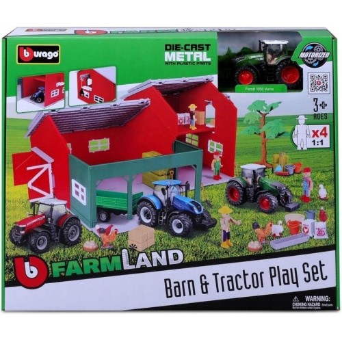 Bburago, Farm Land, сарай с Трактором и фигурками