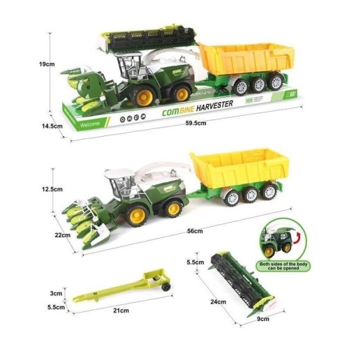 Toys, комбайн, желтый прицеп сельскохозяйственный автомобиль