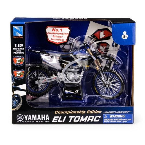Даффи, Yamaha YZ450F Star Racing Team Bike 2022 Rider: Eli Tomac No.3, мотоцикл, модель, металлическая, 1: 12