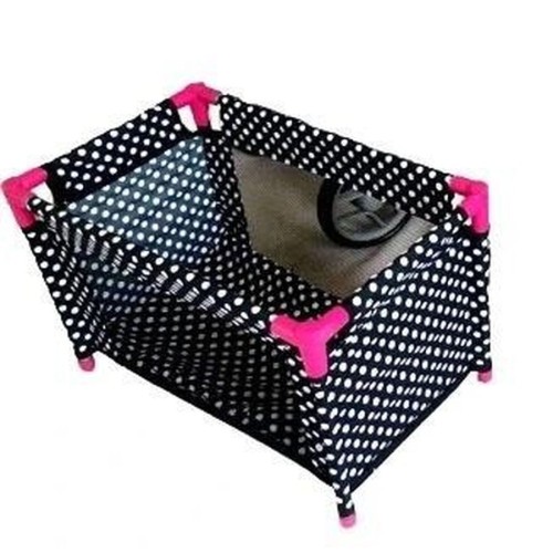 Mariotoys, детская кроватка-манеж для кукол, черный в белый горошек
