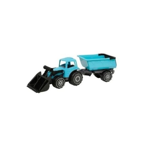 Plasto, трактор с погрузчиком и прицепом, бирюзовый, 57 см