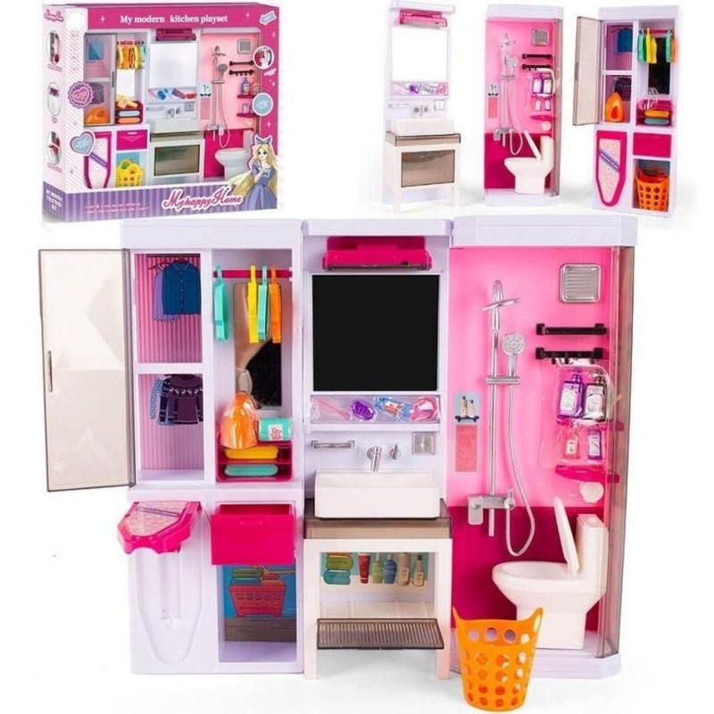 Лена, набор мебели для ванной комнаты для кукольного домика